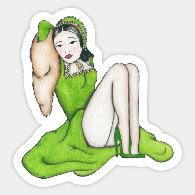 Anne Boleyn Pin-up Sticker by Joyia M